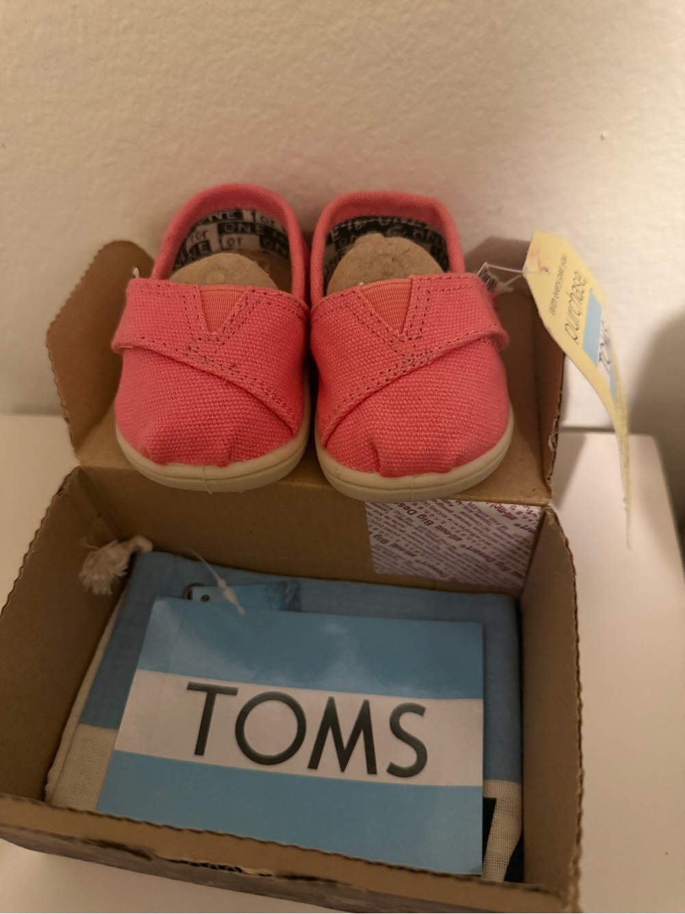 TOMS Coral Pink Canvas Slip-On Baby Shoes